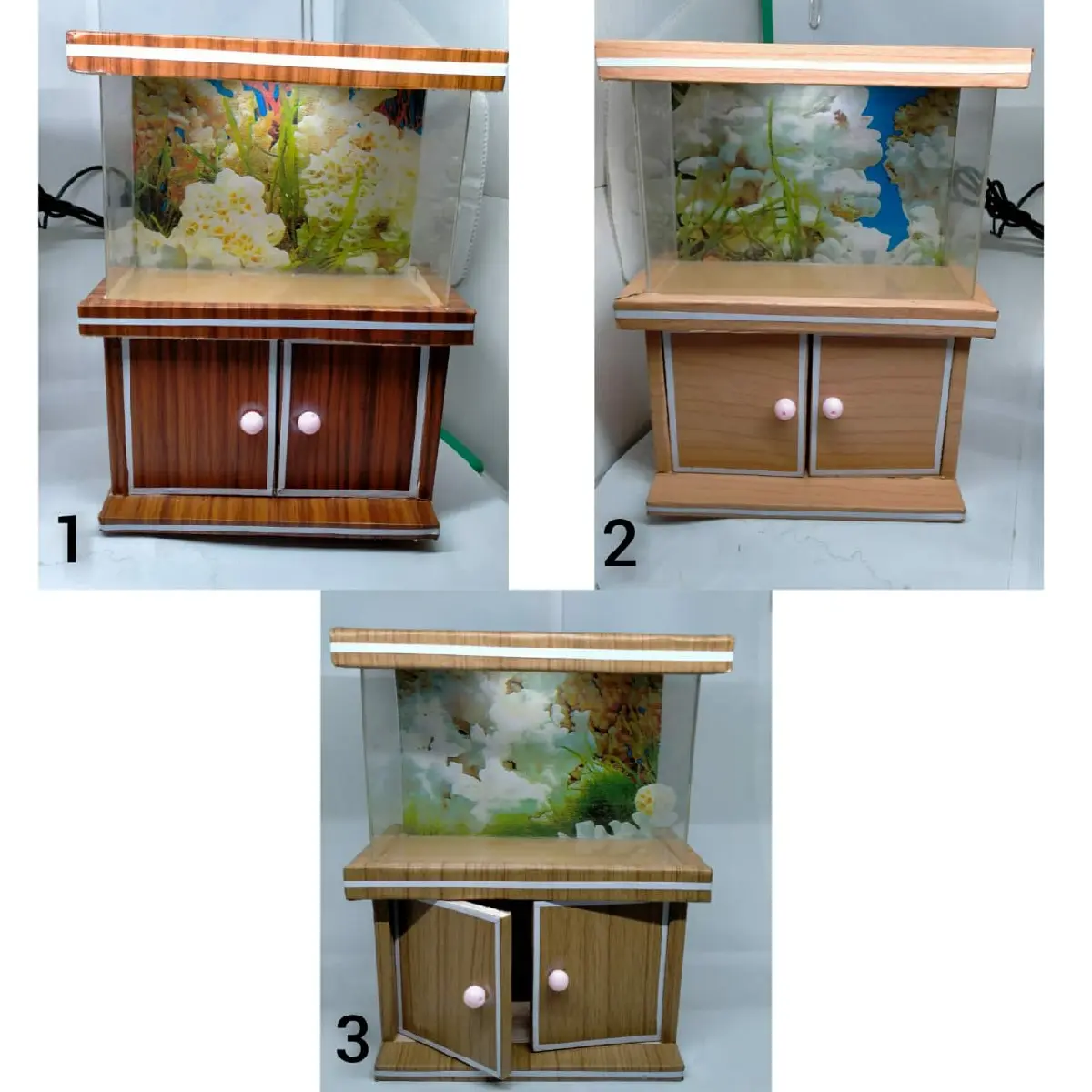 AQUARIUM MINI HIAS + KABEL+ LAMPU BERBAHAN AKRILIK COD !!!!