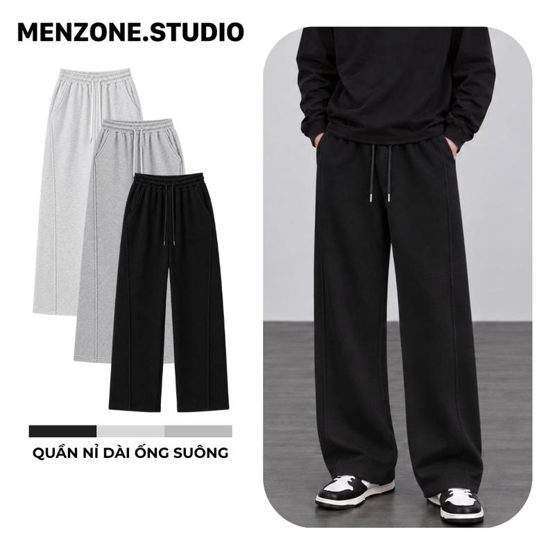 Quần nỉ 2 da form suông rộng Menzone Studio, quần dài nỉ ống suông Unisex Local Brand Nam Phong Cách Streetwear