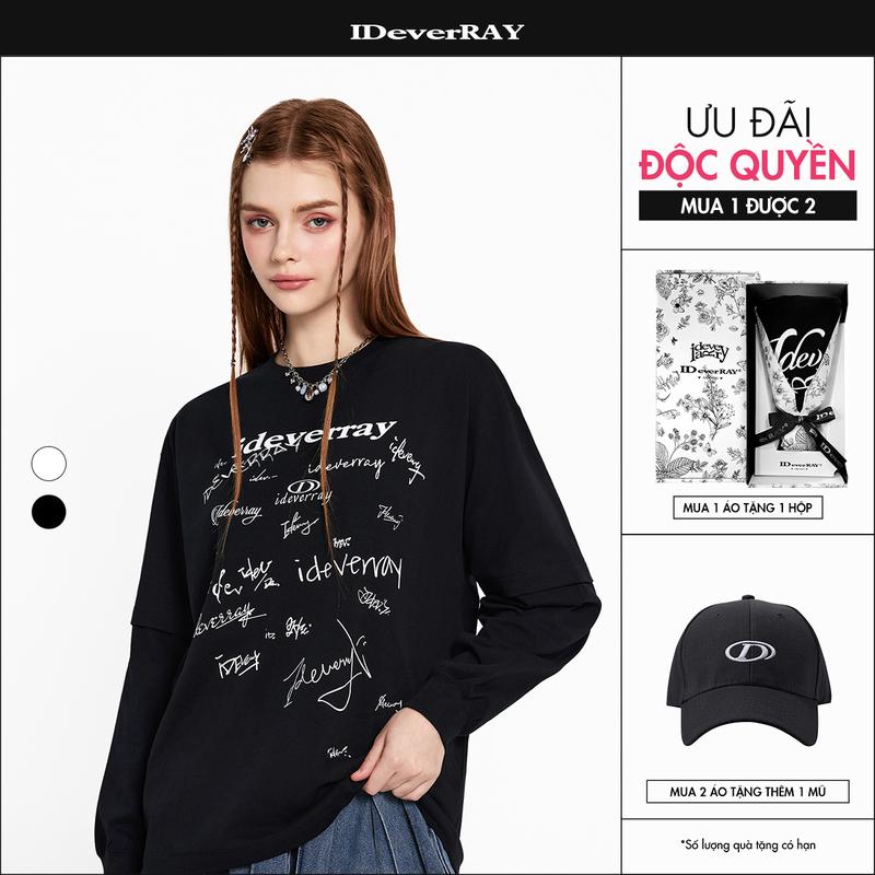 [HỘP HOA TRẮNG] Áo thun dài tay unisex cao cấp chính hãng IDeverRAY quà tặng cho người yêu thương x Phạm Thừa Thừa, LoveSign form oversize chất liệu cotton 260gsm