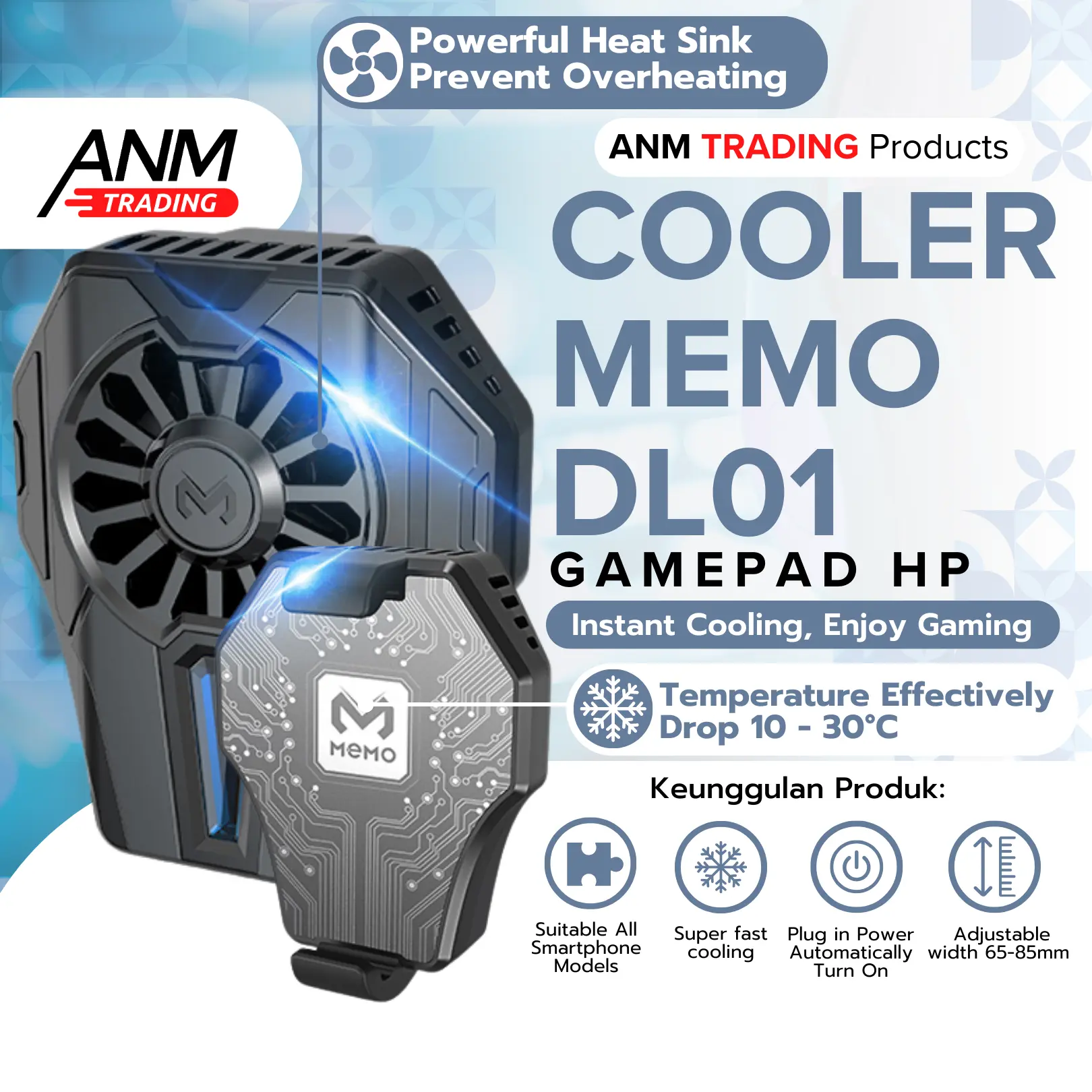 Cooler Handphone Memo DL01 / Fancooler Radiator / Pendingin HP DL 01