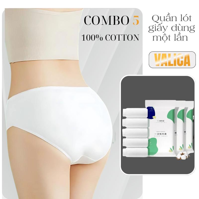 Combo 10 Quần Lót Dùng 1 Lần Cotton Êm Ái, Quần Lót Giấy Đáy may 2 Lớp Sử Dụng Công Nghệ Khử Trùng EO VALICA L474