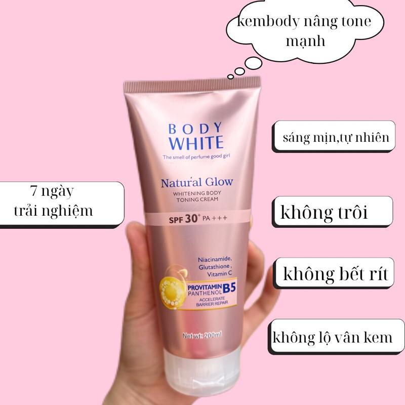 Kem Body Dưỡng Trắng Da Chống Nắng Nâng Tone Natural Glow SPF30+ PA+++ 200ml Kem Chống Nắng Không Trôi Không Bết Rít