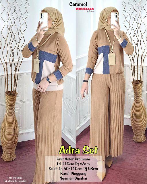 Product Introduction of Pakaian setelan wanita bahan knit aster import LD 110-120 cm lengan panjang celana kulot plisket nyaman dipakai bestseller Sandra set Adra set by Vensy marsella 5