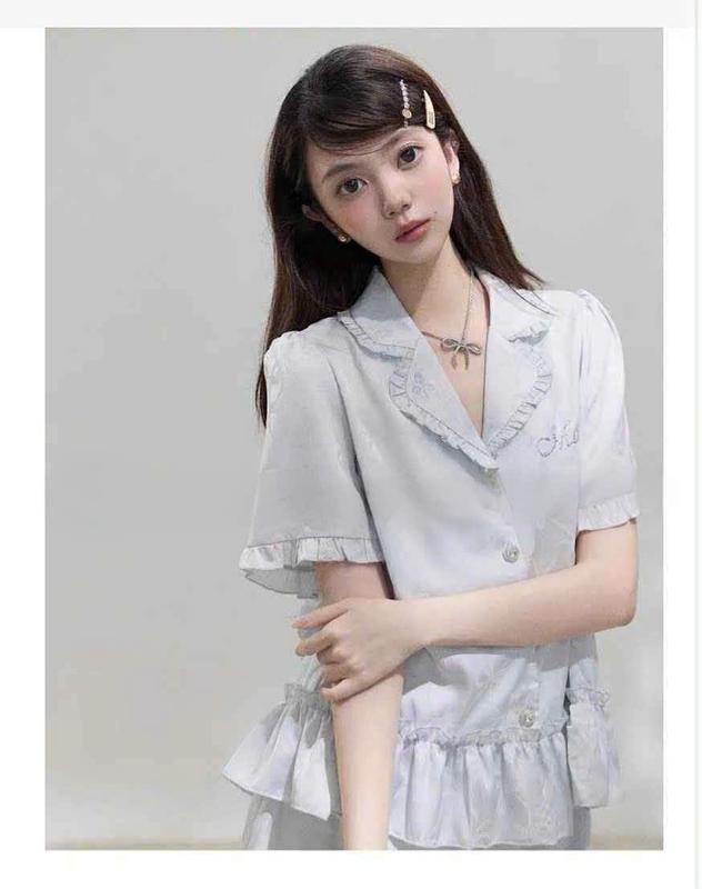 N339- Pijama cộc đùi tiểu thư cổ bẻ đính đá phối cúc ngọc cho nữ - Bộ ngủ mặc nhà hàng quảng châu cao cấp cho nữ (women)