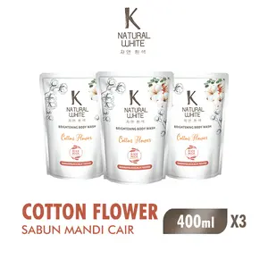 K Natural White Sabun Mandi Cotton Flower 400 ml x 3 pcs