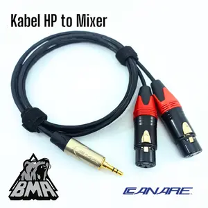 Kabel Jack HP ke Mixer Aux 3.5mm to 2x XLR Female Kabel Audio Canare Berkualitas