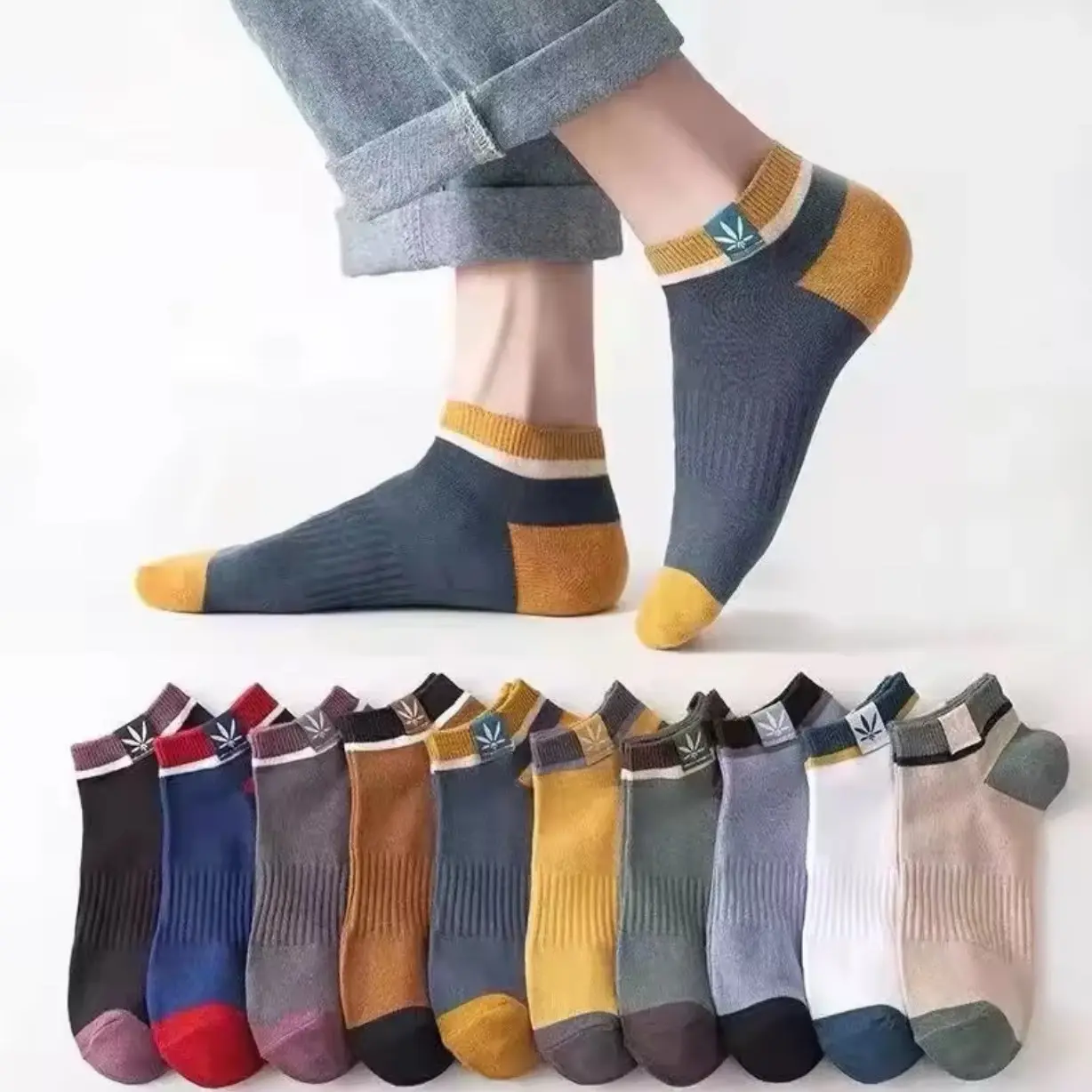 Paket 12 dan 6 Pasang Kaos kaki Keren Pendek Semata kaki motif daun Pria wanita dewasa Ankle