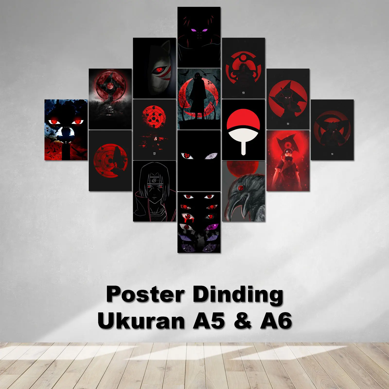 Poster Dinding Uchiha Ukuran A5 A6 1 Paket isi 16 Pcs Dekorasi Rumah Hiasan Dinding Kamar Cetak Foto Walldecor ( Bisa COD )