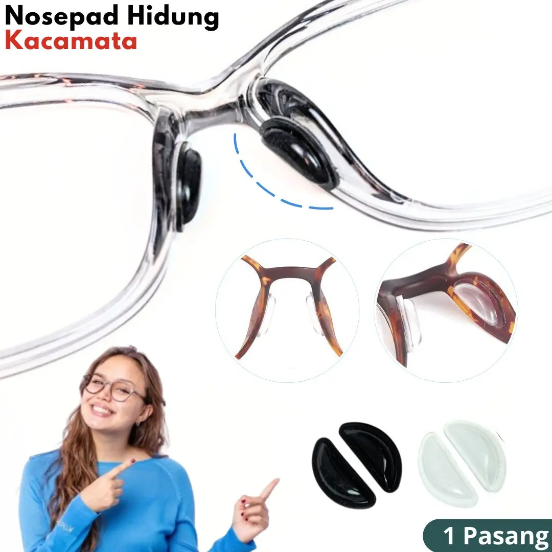 Nosepad Kacamata Non Slip Silicone Stiker Anti Melorot Bantalan Hidung Kacamata 1 pasang Frame Hitam Glasses