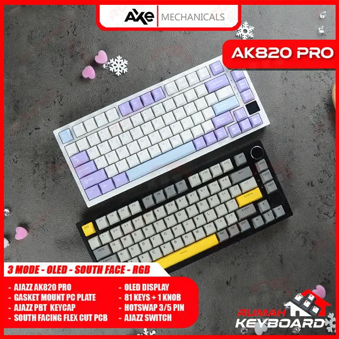 MECHANICAL KEYBOARD - AJAZZ AK820 PRO - 75% - OLED - GASKET - SOUTH 1