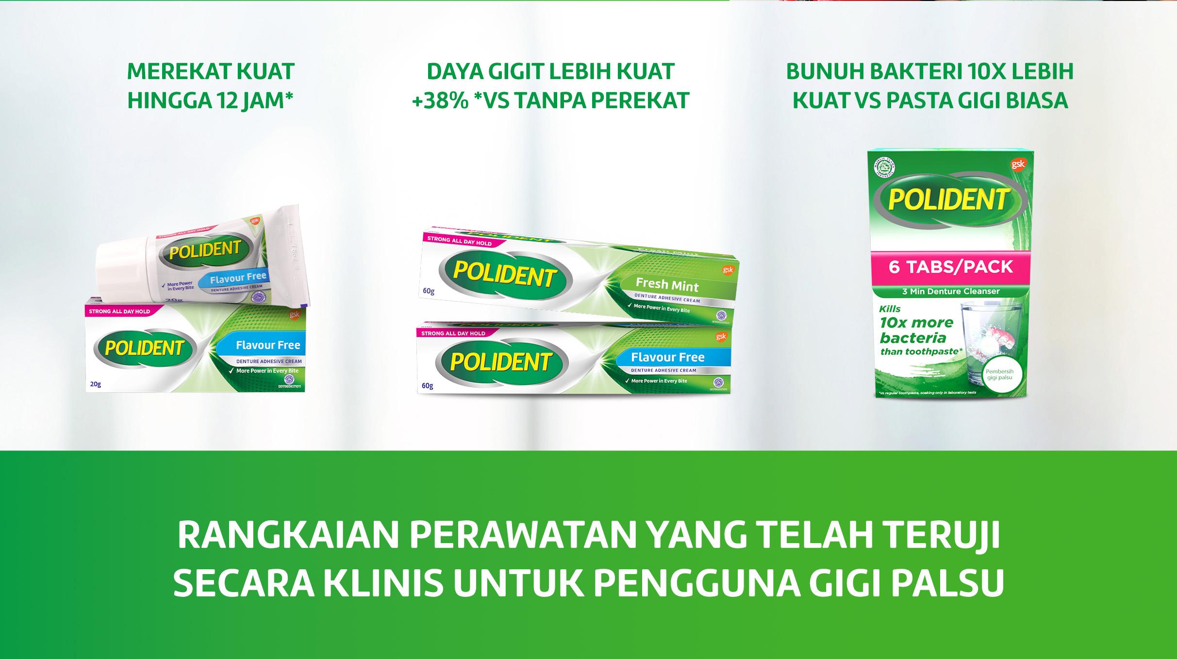 Polident Perekat Gigi Palsu Fresh Mint 2x20gr - TWINPACK