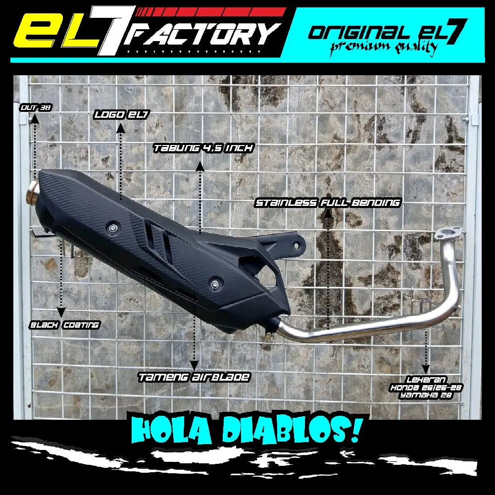 Knalpot Motor Matic EL7 Factory Exhaust Copy Shijiro Full Set Muffler + Tameng airblade All Motor Matic Leheran Stainless Steel 1,2 ML