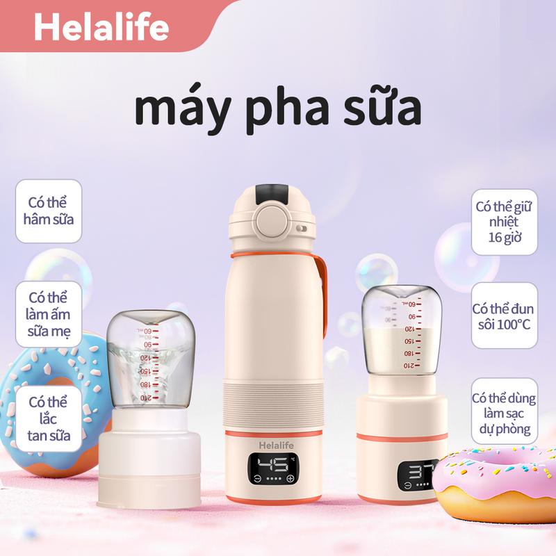 Ấm đun nước và máy hâm sữa di động cho Em Bé Mini, Helalife T6, Thông minh 500ml, Có thể hâm nóng đến 100 độ, Bảo hành miễn phí một năm, [VN]