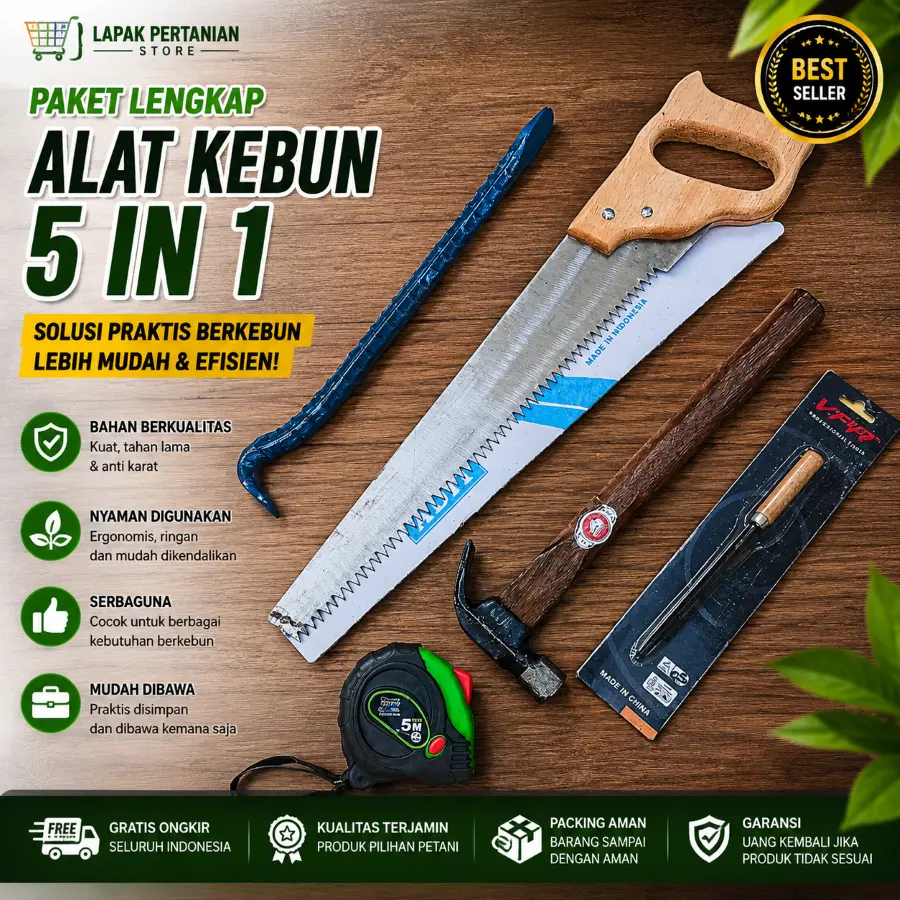(KOMPLIT) Paket Alat Bertukang Gergaji Palu kikir Linggis Meteran - Gergaji Kayu Anti Selip - Palu Kambing Cabut Paku - Kikir Import Merk Viper - Linggis 30 Cm Gali Tanah Congkel Paku - Meteran Panjang 5M Merk Viper Berkualitas