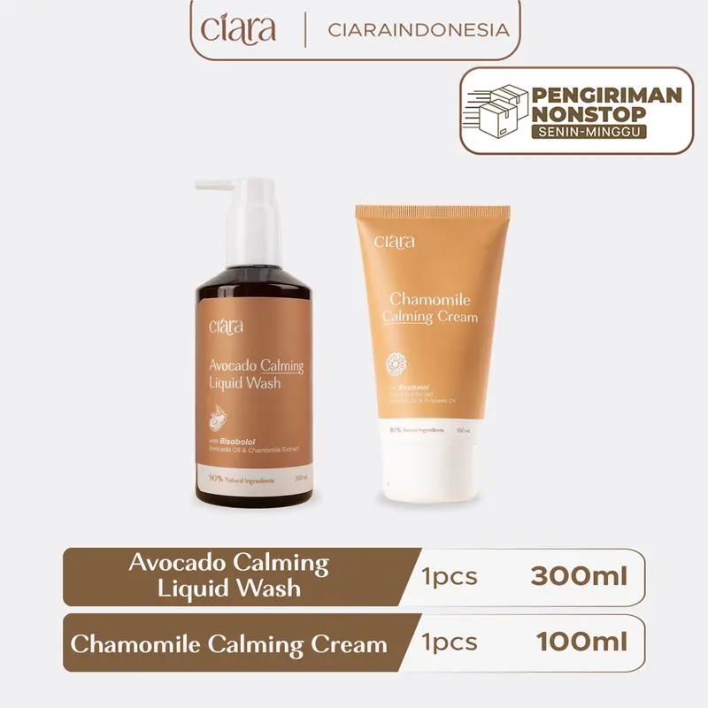 Ciara Avocado Calming Liquid Wash X Chamomile Calming Cream Melembutkan Kulit dan Kulit Gatal 0