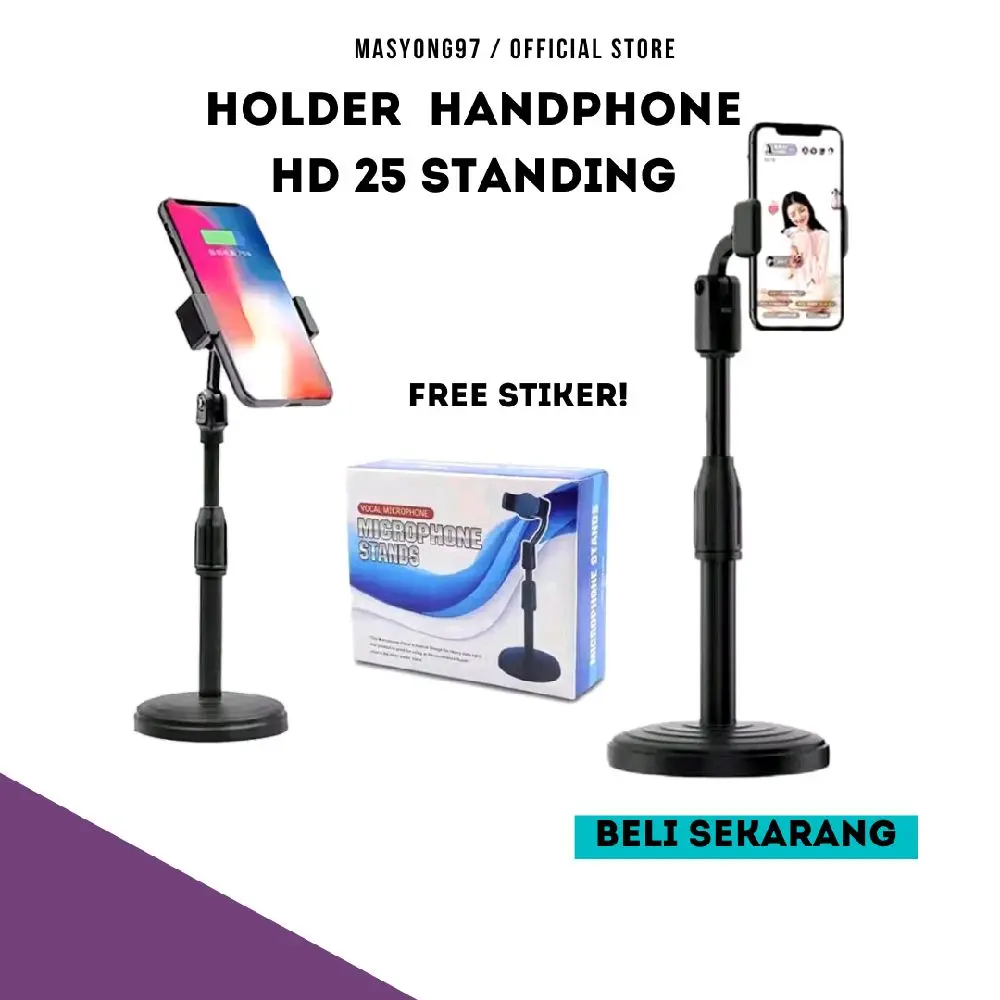 Holder Hp Stand holder  Tongsis Selfie Panjang Warna Hitam HD-25 tripod murah paduan aluminium tripod+bluetooth Handphone