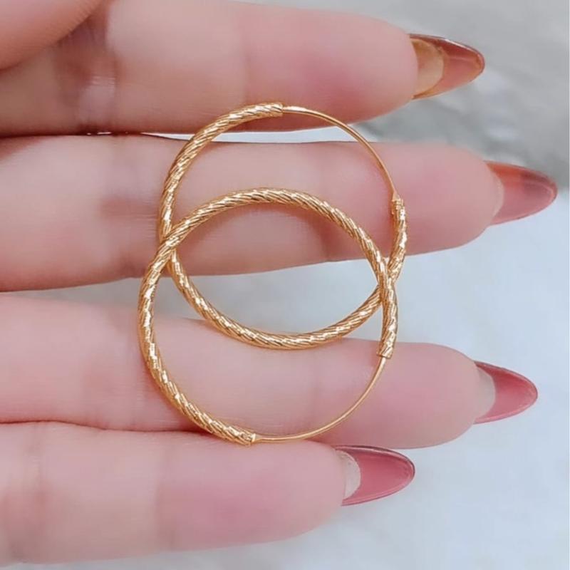 Anting Hoop Gipsy Bulat Mewah Fashion Emas Premium Anti Alergi Nyaman Dipakai Perhiasan 3