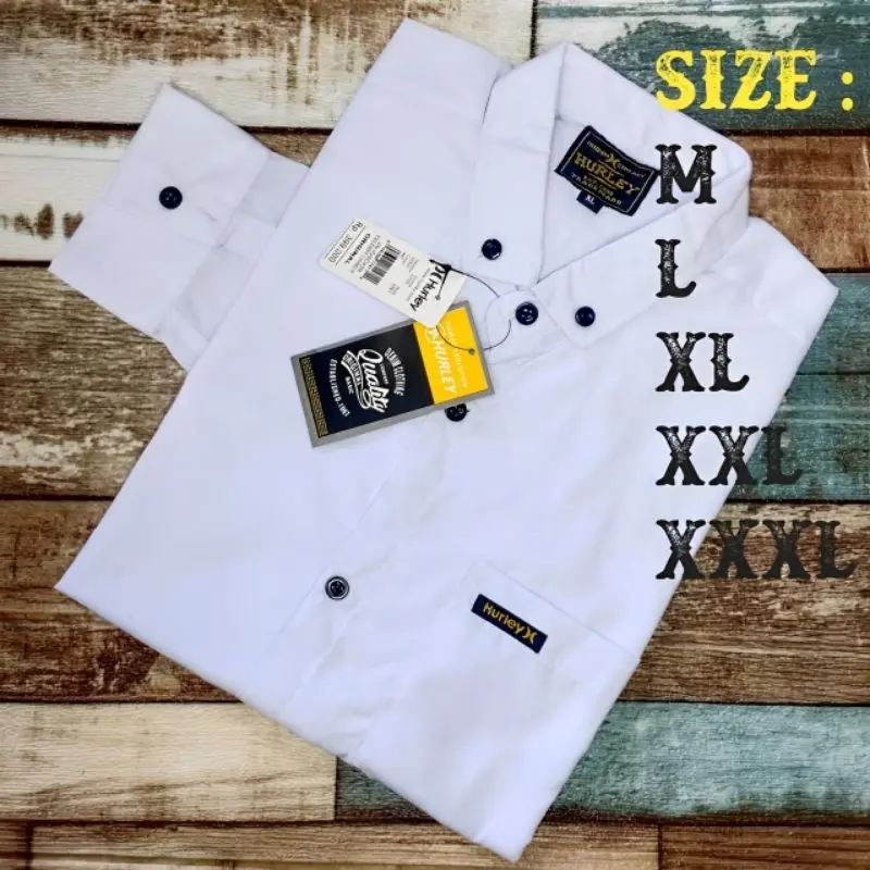 Kemeja Putih Pria Lengan Panjang M L XL XXL XXXL Slimfit Katun Poplin & Oxford Hem Kasual Cowo Polos