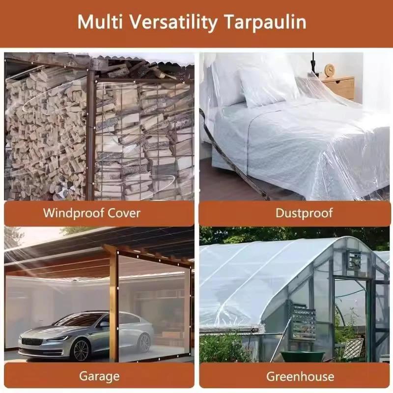 Product Introduction of Thickened Plastic PE Film Transparent Rainproof Cloth Tarpaulin Garden Balcony Waterproof Tarp Cover 24