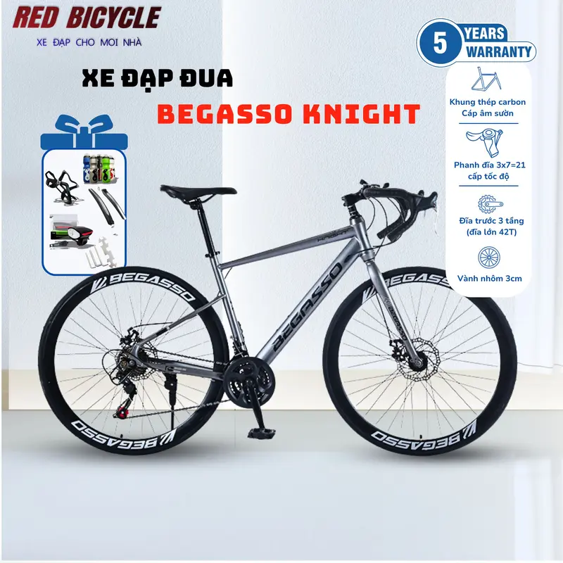 Xe Đạp Đua BEGASSO KNIGHT 21 tốc độ giá rẻ | Xe Đạp Road Bike Tay Cong Thể Thao Sports track bike  chạy ngoài đường Gắn Xe Đạp Đạp Xe Đạp Đồng 0