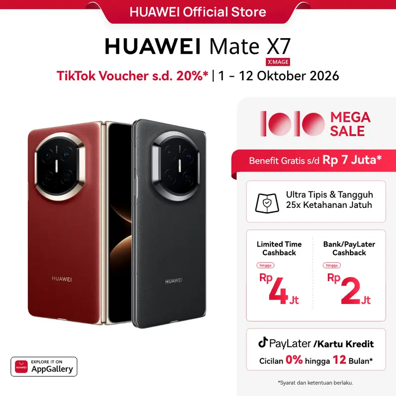 【10.10 Mega Sale s/d 20%*】HUAWEI Mate X7 Smartphone | 16/512GB | Ultra Thin and Durable | True-to-Color Camera | Ultra-long Battery Life | Smart AI