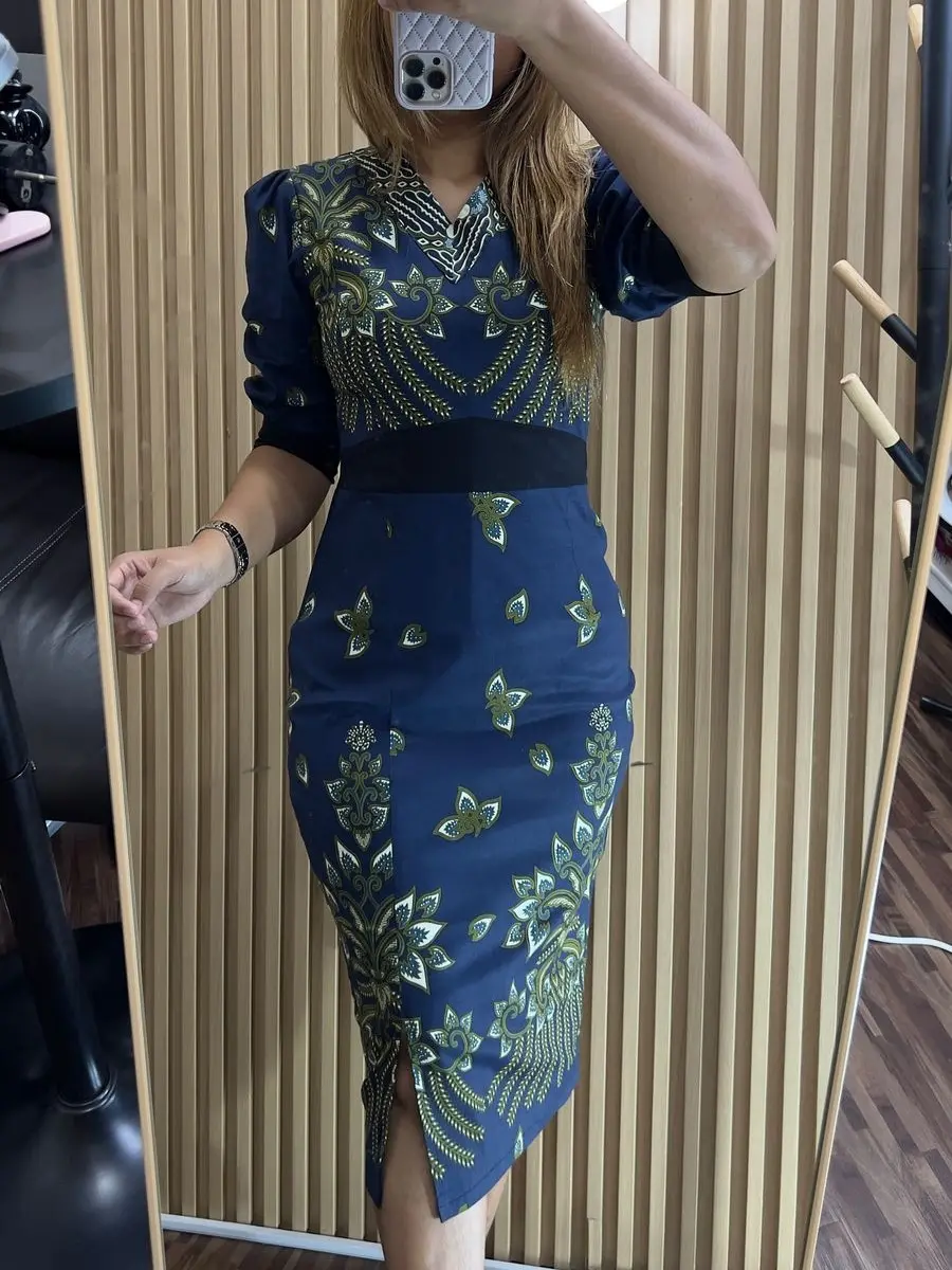 ALTHREE Clothing - TIAR Dress Batik Katun Stretch Wanita Formal Pendek