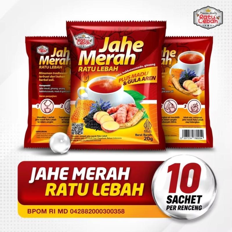 Jahe Merah Ratu Lebah Plus Madu & Gula Aren - 1 Renceng Instan 0