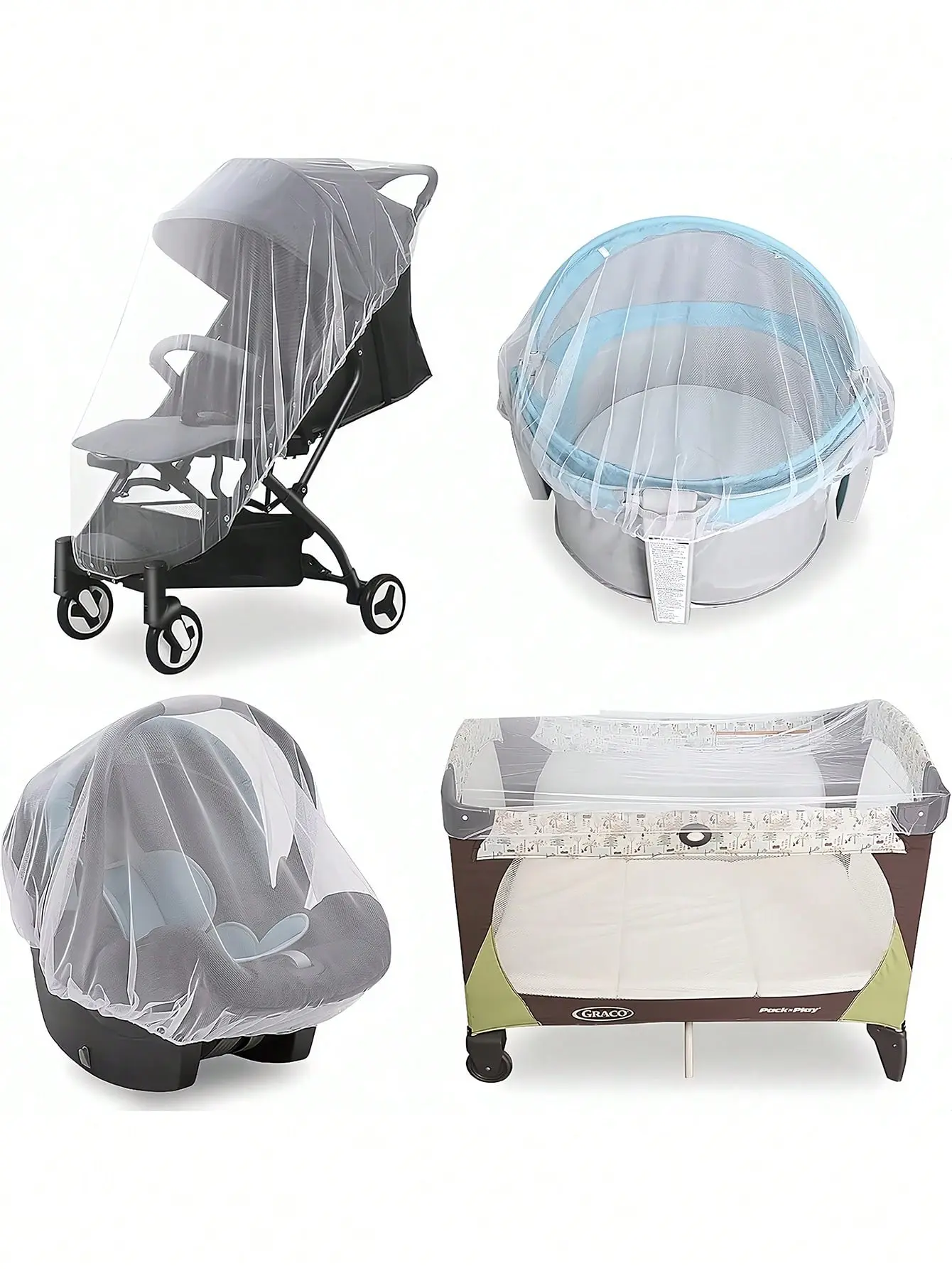Summer baby stroller full face mosquito net, children's handcart mosquito net, infant umbrella cart, increased encrypted mesh cover