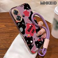 Gambar MHKEID Casing Hp Untuk OPPO Reno 8T 4G Reno 8T 5G Case Pola Kucing Hitam Strawberry Model Baru Gelang Tali gantung kasing silikon Softcase Lanyard Pelapisan Samping Casing - Gaya1, OPPO Reno 8T 4G dari MHKEID MALL Kab. Tangerang 5 Tokopedia