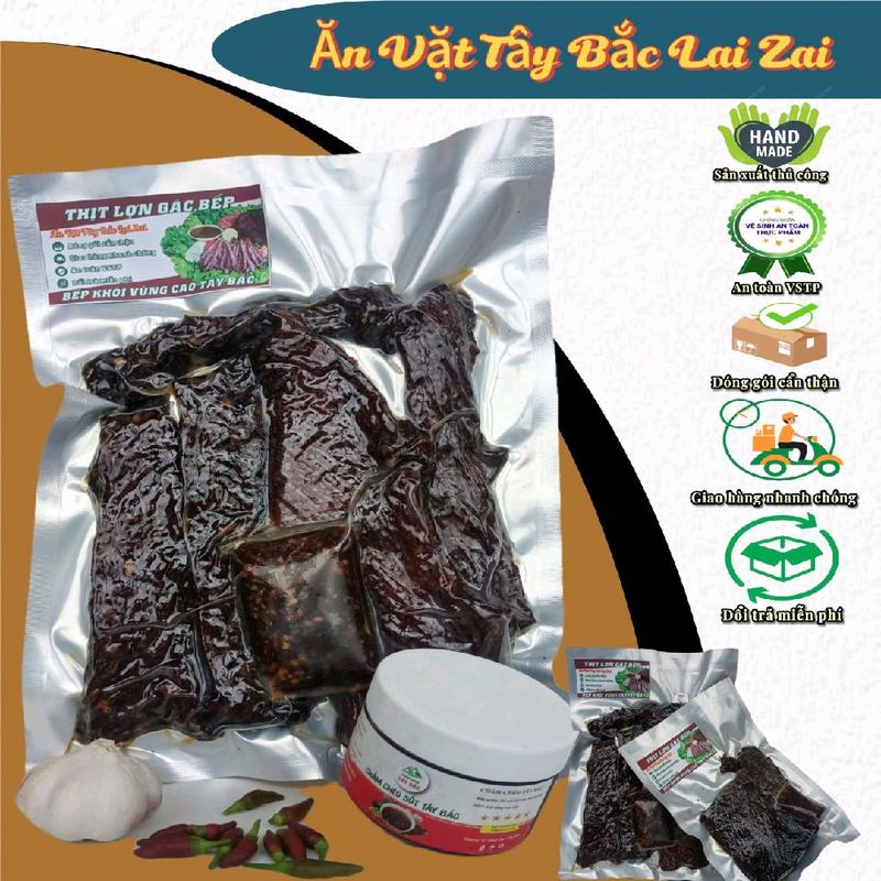 THỊT LỢN GÁC BẾP ( 500g Kèm Chẩm Chéo Tây Bắc)  Ăn Vặt - Chua Cay Food Snack