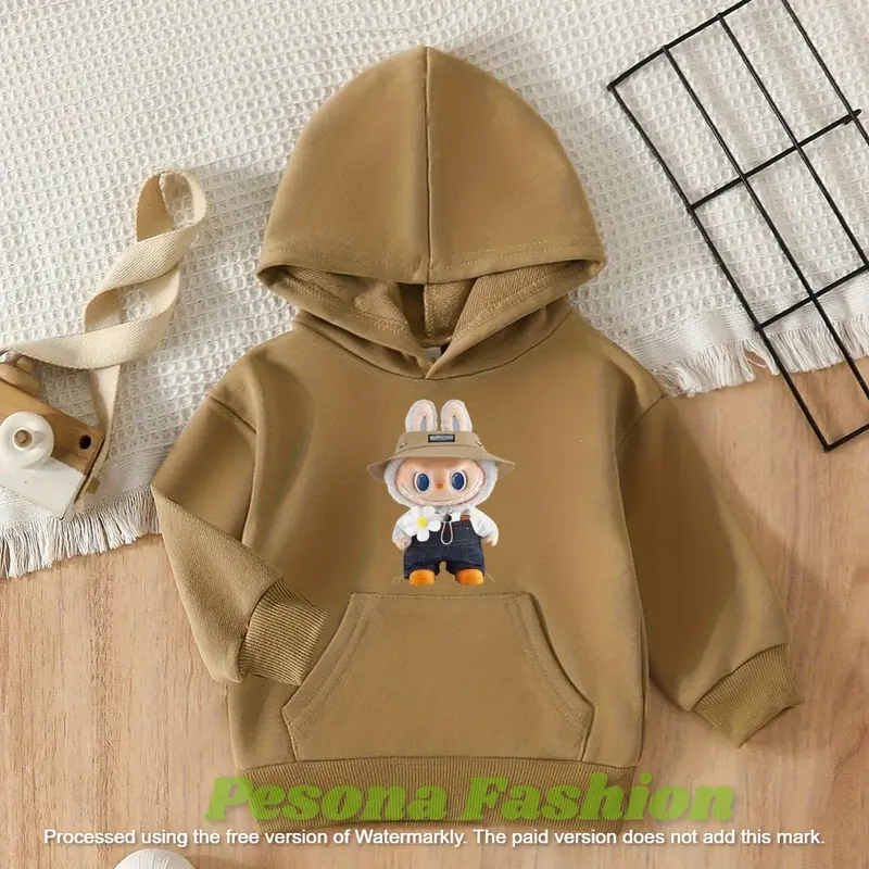 Hodie anak usia 1-12 tahun Hoodie anak cewek cowok  bahan fleece motif viral laabuubu 3