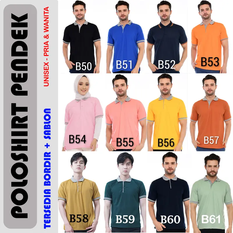 Kaos Polo Seragam Merah Bata Kerah Abu / Kaos Kerah / Poloshirt / Polo Shirt Pendek Bordir Sablon Logo Cewek Cowok Muda 5