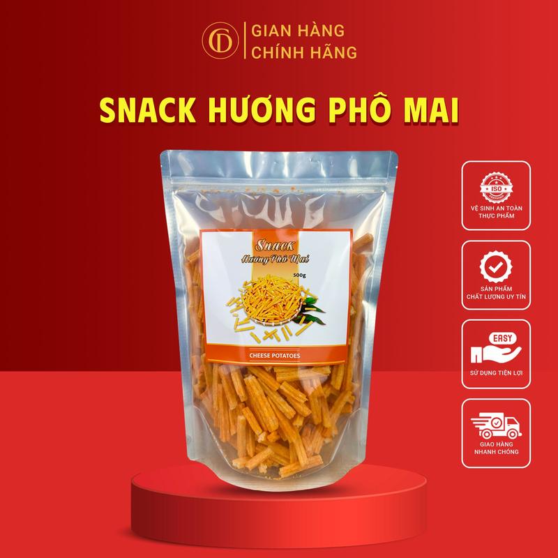Snack Hương Phô Mai , Hương Khoai Tây - Túi 500Gram (Đầy Đủ Hồ Sơ Công Bố & Kiểm Nghiệm Sản Phẩm) Snack Ăn Vặt