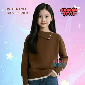 GENESH KIDS Baju Atasan Rajut Anak Perempuan Usia 6-12 Tahun Fashion Cantik Model Korean Style Lengan Panjang Sweater Anak