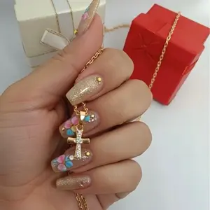 Ds G15 Kalung Salib Permata Titanium Anti Karat Korean Style Anti Luntur Desain Elegan Dan Mewah Dengan Detail Permata Mewah