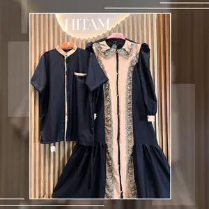 RHS- Givani Couple Kemeja Gamis Bahan katun bamboo Gamis Busui Kemeja Jumbo Lebaran Couple 2in1 MOCCA