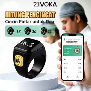 Zivoka ZR02 Smart Zikir Cincin Tasbih Bluetooth 5.3 LED Display Digital Penghitung Salat 5 Waktu Anti Air untuk Muslim - ZR02