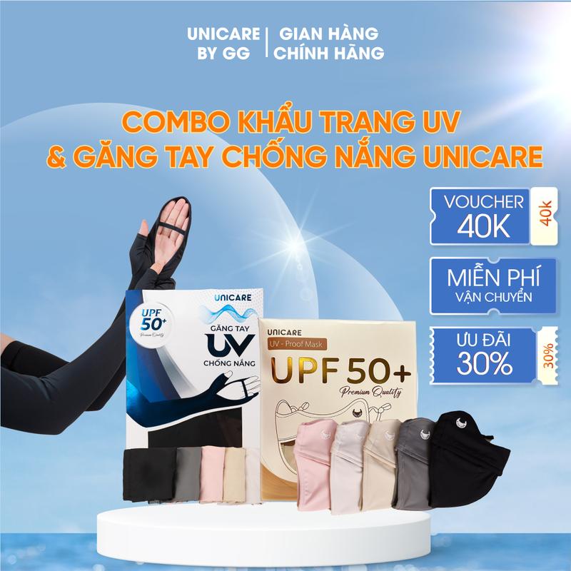 [UNICARE LIVE] Combo Khẩu Trang UV Proof Mask + Găng Tay Chống Tia UV Chất Lụa Băng, Mềm Mịn Thông Thoáng, Nhiều màu Thời trang Nữ Women Phụ Kiện