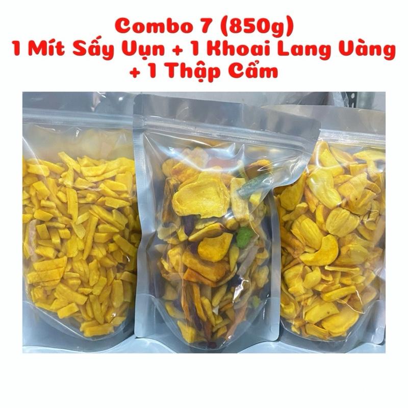 Combo 7 850g : 1 Mít Sấy 250g + 1 Khoai Lang Vàng 300g + 1 Thập Cẩm 300g - Hàng sấy vụn thơm giòn ngọt