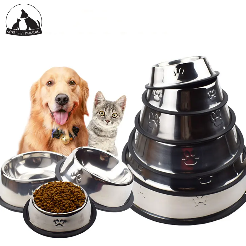 ROYAL PET PARADISE Mangkok STAINLESS KARET Wadah Tempat Makan Kucing Anjing Pet Bowl Hewan Mangkuk Piring Makanan Pet Feeder Canin Pakan