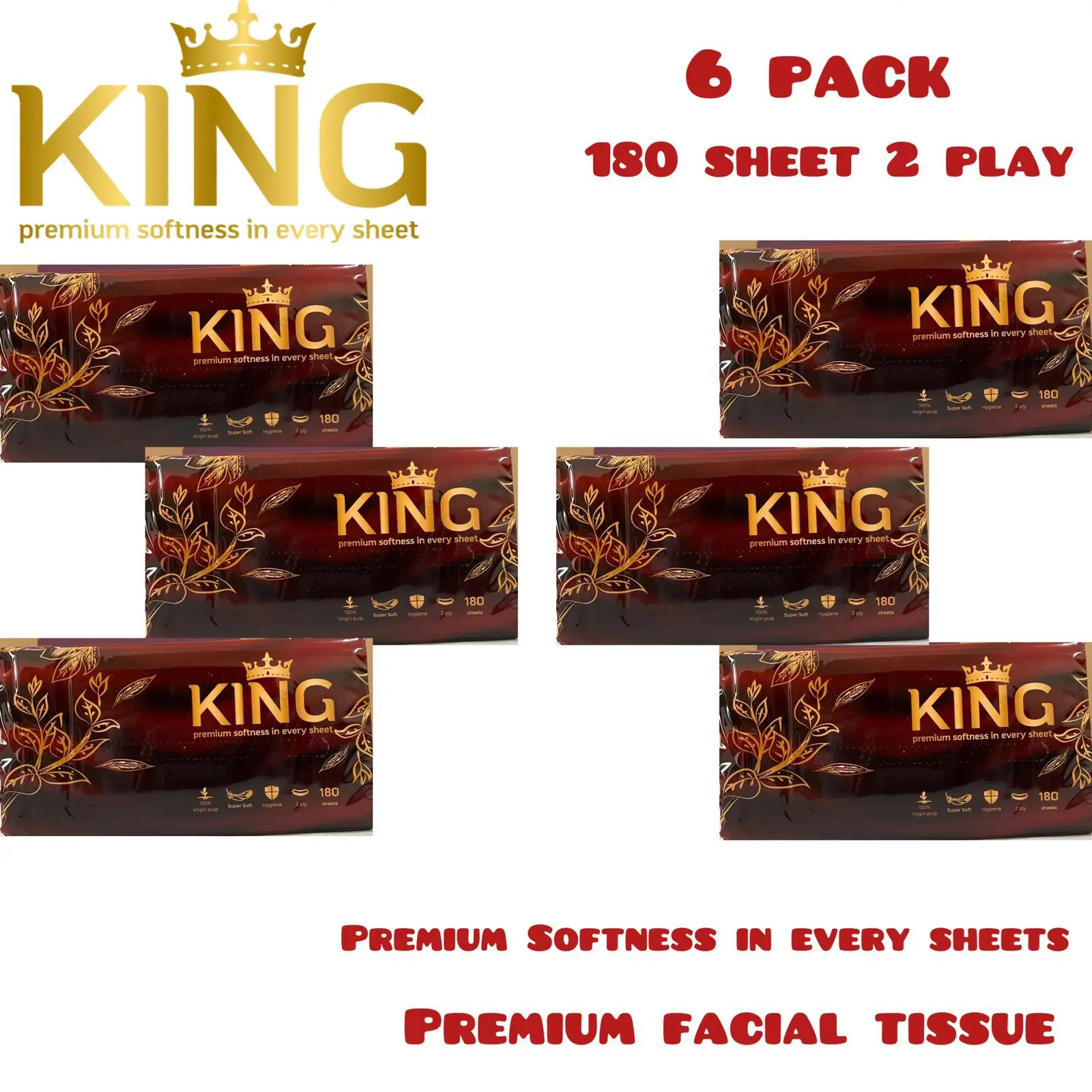 (6 PACK) Tisu king / tissue king premium 180 sheet 2 play isi 6 pack harga merakyat
