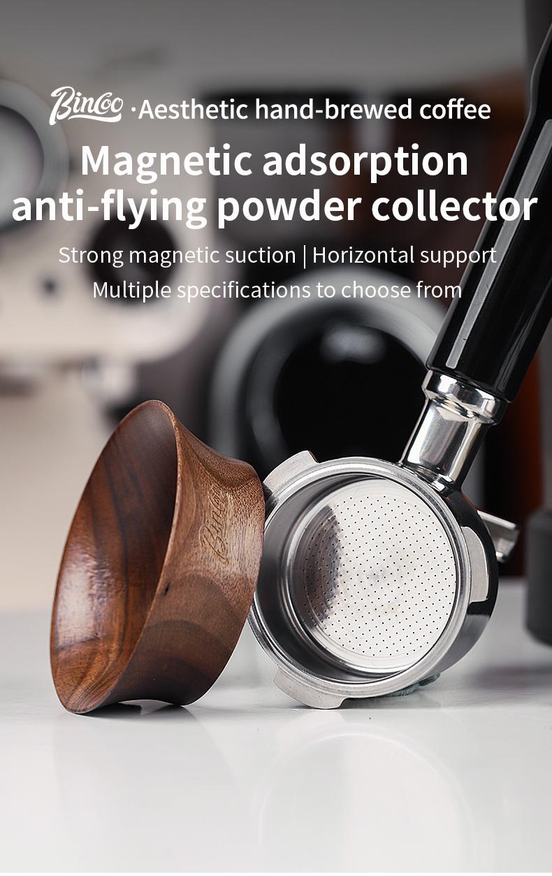 Product Introduction of BINCOO Walnut Magnetic Coffee Powder Catcher Coffee Machine Handle Anti-flying Powder Catcher 51/53/58MM 0