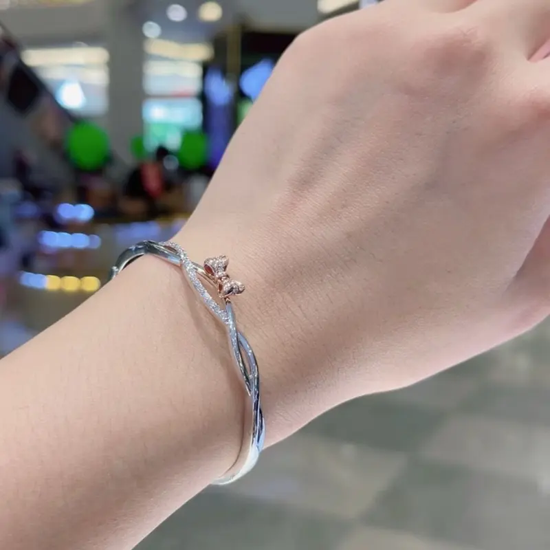 Lắc tay bạc mạ vàng trắng NƠ 0