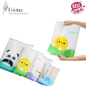 Foona PC568 Ziplock Travel Pouch Karakter Serbaguna Praktis Tahan Air Pouch Penyimpanan Zipper Bag Motif Hewan Lucu Packaging Storage Bag