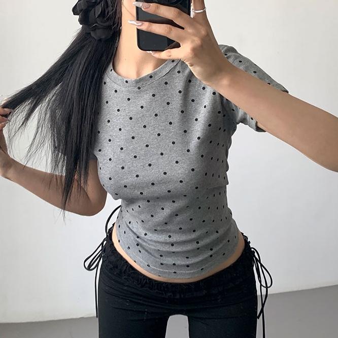 Product Introduction of [Premium] Kaus Lengan Pendek Polkadot Wanita Seksi Gaya Eropa dan Amerika/Atasan Wanita Kekinian 7