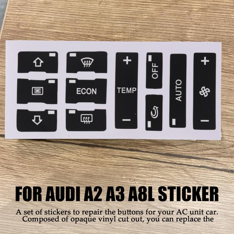 Product Introduction of For Audi A2/ A3 8L A/C Button Repair Kit Fix Faded Ugly Car Stickers Car Air Condition Control Switch Button Repair Stickers 14