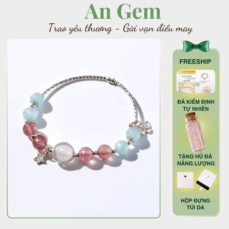Vòng tay nữ bạc S925 mix đá tự nhiên kèm charm tinh tế An Gem, lắc tay nữ đá năng lượng bạc freesize phụ kiện đeo tay phong thuỷ quà tặng sinh nhật giáng sinh Noel Tết Valentine  [TẶNG HŨ ĐÁ NĂNG LƯỢNG]