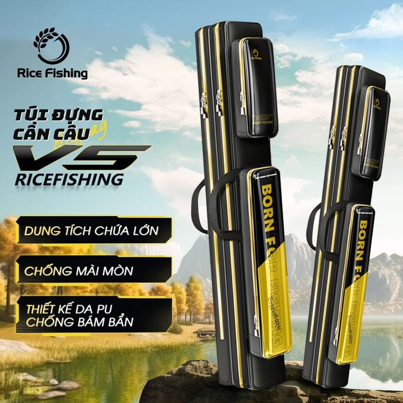 Túi Đựng Cần Câu V5 RiceFishing gấp gọn phủ bóng tiện lợi nhiều ngăn chứa TC-23