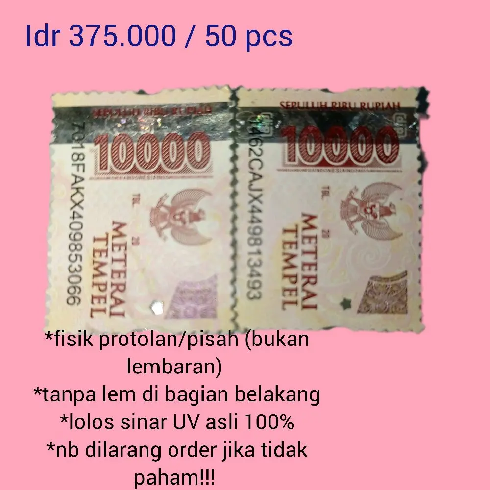 MTR 10.000 100% lolos sinar uv PAKET 50PCS