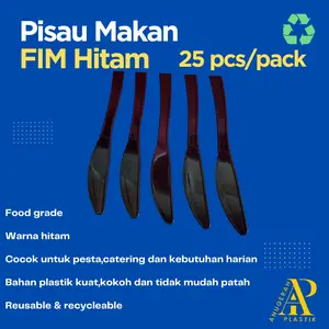 PISAU MAKAN WARNA HITAM  MEREK FIM HARGA 1 PACK ISI 25 PCS